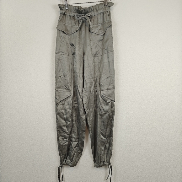 GANNI NWOT Frost Grey Washed Satin Trousers Relaxed Fit Size 2 Women's - Picture 5 of 15